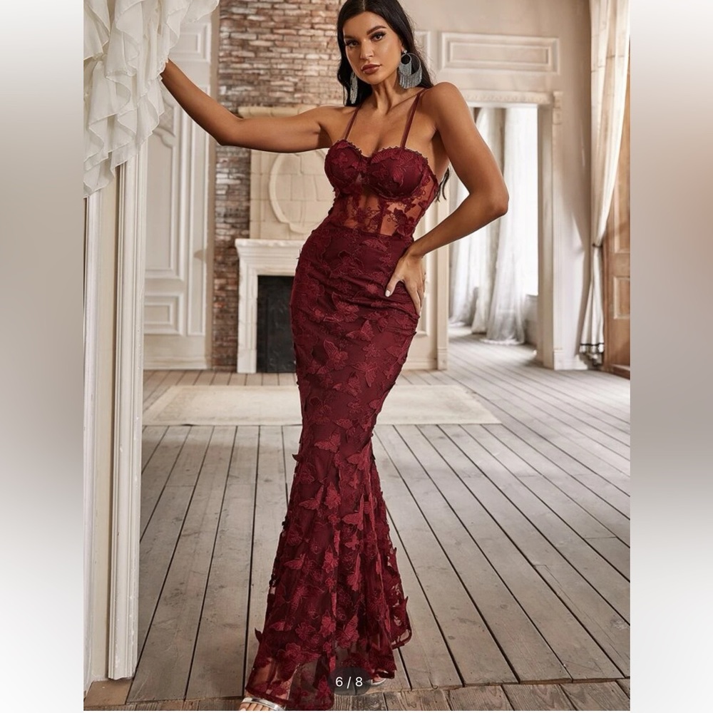 Butterfly Lace Up Maxi Dress- SHEIN